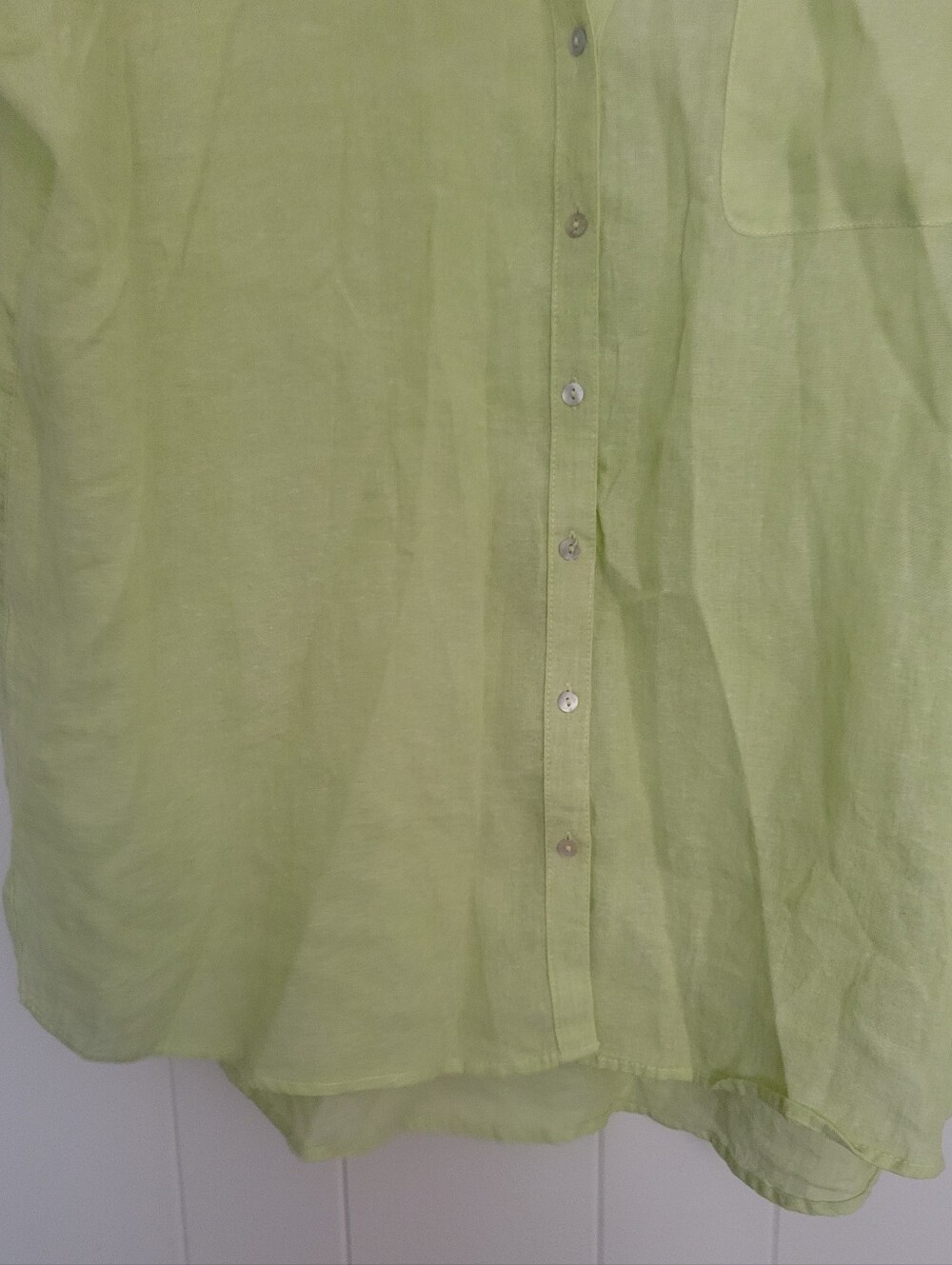 NWT Sigrid Olsen 100% Linen Button Down Shirt Long Sleeve Tunic Light Green XL - Picture 2 of 10